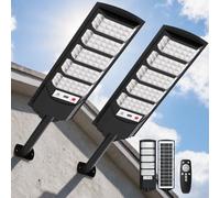 VBOK IGFE Lampadaire Solaire Exterieur,500W Projecteur LED Solaire avec Détecteur de Mouvement,6500k Lumière Solaire Super Lumineux Spot LED Gardin Extérieur Garage Rue,2 Pièces