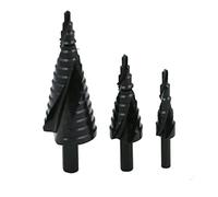 VBPCEFZTLK 3pcs 4-32mm HSS Step Foret Cobalt Set En Spirale en acier for haute vitesse d'azote for le coiffeur de tige de tige de triangle en métal peu