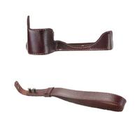 VBPCEFZTLK Étui en cuir for appareil photo, demi-coque, dragonne, compatible for Nikon Z7 et Z6 Sac pour appareil photo(Coffee case strap)