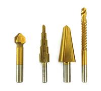 VBPCEFZTLK For 4pcs en acier for haute vitesse Step Foret Step Foret Step Step Foret Kit de foret for la réparation de la maison et des travaux lumineux peu