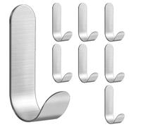 VBPCEFZTLK Lot de 2 ou 10 crochets adhésifs muraux en acier inoxydable, crochets utilitaires en J, porte-clés, crochets muraux auto-adhésifs for douche et cuisine Crochets ménagers(Silver,6Pcs)
