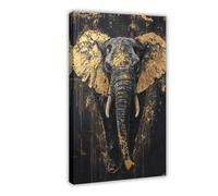 VBQHIR Poster sur toile éléphant noir et doré pour décoration de chambre à coucher, cadeau 40 x 60 cm