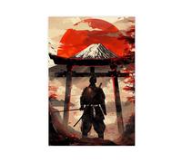 VBQHIR Poster sur toile Oiseaux et samouraïs sur le mont Fuji - Décoration de chambre à coucher - 30 x 45 cm