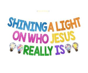 VBS 2026 - Bannière Jésus brillante - Décorations de fête religieuse VBS pour vacances, bible, décoration de fête chrétienne du dimanche, école, salle de classe