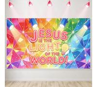 VBS 2026 Décorations Illumination Arrière-Plan, Déco Fête École Biblique Vacances Jésus Chrétien, Accessoires Cabine Photo Religieuse Jésus Est La Lumière du Monde