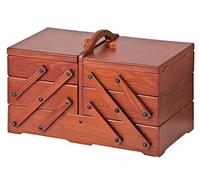 VBS Boîte à couture en bois Classic noyer 6 compartiments 42x23,5x27,5cm boîte à couture pliable boîte à couture panier à couture boîte à couture boîte de rangement