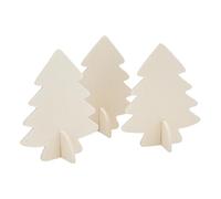 VBS Décoration en bois avec pied non traité 6 pièces, contreplaqué, articles de Noël, hauteur 9 cm, longueur 7 cm, pour des décorations festives ou des projets de bricolage Sapin