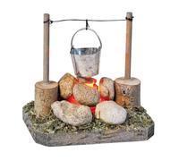 VBS Feu de camp miniature avec LED env. 8x8x6cm Crèche Miniatures Monde miniature Modèle de chemin de fer Feu de cuisine