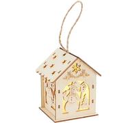 VBS Kit de construction bois maison lumineuse bonhomme de neige maison d'oiseau LED 5,5x5,5x8cm Kit de construction Noël décoration hiver maison en bois éclairage