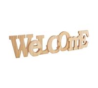 VBS Lettre en bois Welcome non peinte plaquée bois MDF 47x12x2.5 cm idéale pour peindre coller décorer convient pour la technique des serviettes et du découpage possibilités créatives d'aménagement