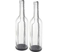 VBS Lot de 2 bouteilles photophores 29x7,5cm verre clair avec chaîne de suspension bouteille en verre bouteille décorative décoration de table