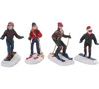 VBS Mini skieur Makalu Set de 4 figurines 6.0-6.5 cm Polyrésine Hiver Décor Figure de ski Set pour le modélisme et les loisirs créatifs