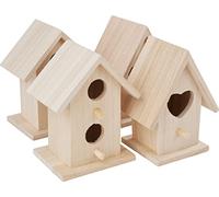 VBS Pack de 4 maisons d'oiseaux décoratives Minis deux modèles 8,5x7x11,5cm et 9x7x11cm Mangeoire pour oiseaux Nichoir