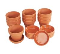 VBS Pot de fleurs TERRAKOTTA avec dessous-de-verre 10 paires de pots en terre cuite de haute qualité durables avec trou au fond Pot de plantes Pots en terre succulentes Pots de culture DIY Ø 6 cm