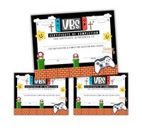 VBS Vacation Bible School Certificate of Completion | Lot de 50 prix de participation pour enfants sur le thème des jeux vidéo participation scolaire 21,6 x 27,9 cm