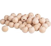 VBS XXL Boules en bois percées paquet de 50 ou 25 perles en bois DIY Perles de bricolage rondes Boules en bois non vernies Ø 35 mm, 50 pc.