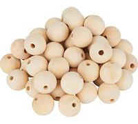 VBS XXL Boules en bois percées paquet de 50 ou 25 perles en bois DIY Perles de bricolage rondes Boules en bois non vernies Ø 25 mm, 50 pc.