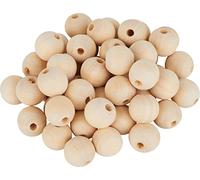 VBS XXL Boules en bois percées paquet de 50 ou 25 perles en bois DIY Perles de bricolage rondes Boules en bois non vernies Ø 15 mm, 50 pc.