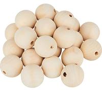 VBS XXL Boules en bois percées paquet de 50 ou 25 perles en bois DIY Perles de bricolage rondes Boules en bois non vernies Ø 40 mm, 25 pièces
