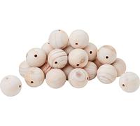 VBS XXL Boules en bois percées paquet de 50 ou 25 perles en bois DIY Perles de bricolage rondes Boules en bois non vernies Ø 60 mm, 25 pc.