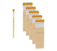 VBS XXL Pinceaux plats en poils synthétiques taille 8 50 pièces Set de pinceaux manche en bois virole en métal pour la peinture et les projets artistiques