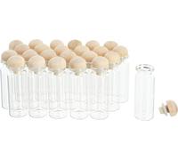 VBS XXL VBS Petits verres avec bouchon en bois 24 pièces Éprouvettes 2.5 cm Diamètre 15 ml Hauteur 6 cm Flacons Petits verres Tubes en verre Vase en verre