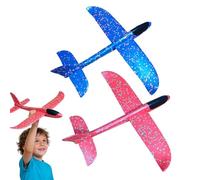 VBSJAH 2 Avion Polystyrene Planeur Avion Jouet 34cm, Planeurs Polystyrène, Bleu et Rouge, Jouet d'Extérieur pour Enfants, Cadeau Anniversaire
