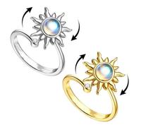 VBSJAH Fidget Bague Anxiété Rotative, 2 pièce Bague Ouverts Reglables, Bague Anti Stress, Spinner Ring, Reglable Cadeaux pour Femmes Hommes
