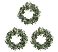 Vbsndhbde Artificial Boxwood Wreath 12.9in, Indoor Front Door Decor, 3-Pack | Easy care and compact storage; 12.9in wreaths hang with ease on doors or walls, indoors or outdoors for year-round display