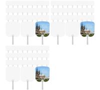 Vbsndhbde Éventails à Sublimation Vierges - Double Face, 90 pièces, Mariage | Ensemble : chaque éventail mesure 16,5 x 18 cm et 27,4 cm de long; poignées amovibles pour un rangement compact.