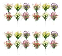 Vbsndhbde Fleurs artificielles d'extérieur UV résistantes 24pcs 6 Couleurs | Les tiges sont pliables et les têtes amovibles pour mixer et repositionner vos fleurs extérieures selon vos envies.