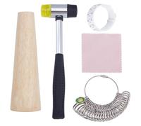Vbsndhbde Outil de Mesure Taille - Kit 5 pièces: marteau caoutchouc | Kit en 5 pièces pour , marteau caoutchouc et mandrin bois, mesure poignet et doigt précis. Idéal DIY .