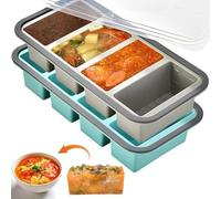 Vbsndhbde Silicone Soup Freezer Containers with Lids - 250/125ml Portions | Four-compartment silicone freezer bowls with clear 125 ml/250 ml markings for precise, waste-reducing portions.