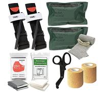 VBVARV Kit Contrôle Hémorragies Feat Med Trauma Kit, Comprenant 2 Paquets Garrots Cat, 2 Paquets Bandages Israéliens, Une Couverture d'urgence, Ciseaux Traumatologie Et 2 Paquets Bandages Adhésifs