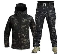 VBVARV Militaire Tactique Hommes Combat Uniforme Étanche Armée Combat Costume Ensembles Camouflage Softshell Veste Pantalon Chasse Vêtements,Cpblack,M