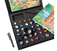 Vbvbip Kit de roche 43 pièces pour les amateurs de géologie | Collection de roches avec outils de test minéral, affichage de géode en cristal et échantillons volcaniques | Étude d'échantillons