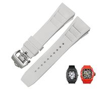 VBWVA Bracelet de montre en caoutchouc et silicone pour RICHARD MILLE RM011 Series Silicone Tape Accessoires Bracelet de montre pour homme 25-20 mm, 25mm Black Buckle, Agate