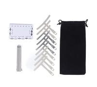 VBXCMLDPO Fretboard Radius Ruler, Guitar Measurement Tool Set, Stainless Steel String Action Height Gauge with Foldable Feeler Gauge, 9 Size Fretboard Radius Gauge for Electric Bass Acoustic