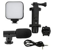 VBXCMLDPO Kit de vlog pour Smartphone, kit de Microphone vidéo sans Fil pour téléphone avec lumière d’appoint, Support de téléphone Rotatif à 360° et trépied de Bureau pour Diffusion en