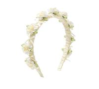 Vbxvsa Couronne de fleurs avec nœud et fleurs de jasmin - Élégante couronne de fleurs - Pour femme et fille - Pour festival, mariage, mariée, fête d'été - Blanc - Taille unique