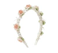 Vbxvsa Couronne de fleurs avec nœud et fleurs de jasmin - Élégante couronne de fleurs - Pour femme et fille - Pour festival, mariage, mariée, fête d'été (rose, taille unique)