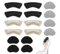 Vbxvsa Lot de 8 paires de coussinets de talon, coquillages et demi-lune contre le glissement et les ampoules, noir, gris et beige, en mousse, convient pour les chaussures trop grandes et les nouvelles