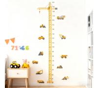 Vbxvsa Sticker mural autocollant - Toise de mesure - Véhicules de construction et véhicules techniques - Tableau de croissance pour garçons et filles - Décoration de chambre d'enfant - Plage de mesure