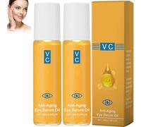 VC Eye Serum Roll, VC Anti-Wrinkle Eye Serum Oil, Eyes Roller Ball Essence Oil, Moisturizing and Hydrating Eyes Massage Care Essence Roll-On (2pcs)