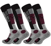 VCA 2 Paire de chaussettes hautes de ski-snowboard thermiques - renfort spécial (39/42, Gris-noir-bordeaux)
