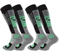 VCA 2 Paire de chaussettes hautes de ski-snowboard thermiques - renfort spécial (39/42, Gris-noir-vert)