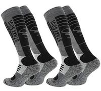 VCA 2 Paire de chaussettes hautes de ski-snowboard thermiques - renfort spécial (43/46, Gris-noir)