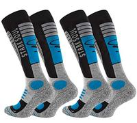 VCA 2 Paire de chaussettes hautes de ski-snowboard thermiques - renfort spécial (43/46, Gris-noir-bleu)