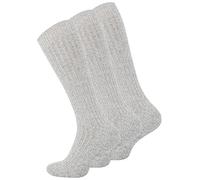 VCA Lot de 3 paires homme extra longues hautes laine chaussettes, gris melange