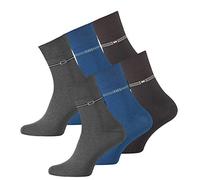 VCA Lot de 6 paires de chaussettes courtes haute qualité - coton peigné - sans couture ni élastique - homme (39/42, Noir, gris, bleu denim)